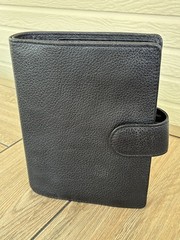 VAN DER SPEK Black Planner Cover for FiloFax Personal Size w/Leather Flyleaf