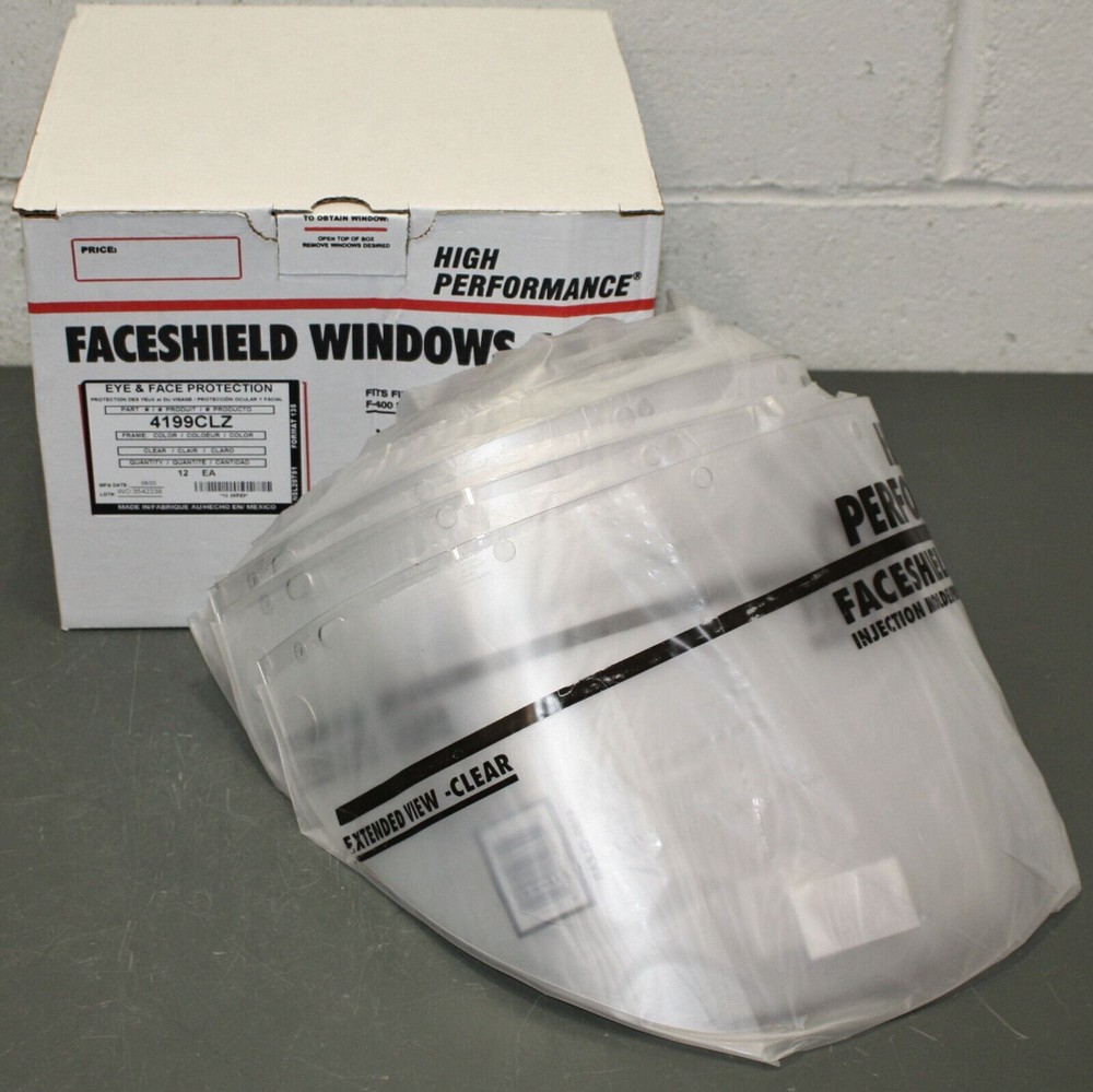 (12) Honeywell Fibre-Metal Faceshield Visor Windows 4199CL, Clear F400 F500 FH66