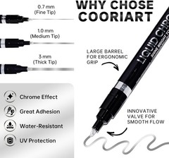 3PK Permanent Liquid Chrome Paint Pens Mirror Finish for Metal Plastic Model Rep