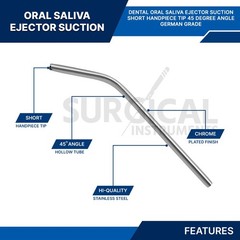 Dental Oral Saliva Ejector Suction Short Handpiece Tip 45 Degree Angle German Gr