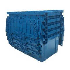 UBMOVE Storage and Packing Plastic Tote Crate Attached Lid Flip Top, 27″x16.9″x1