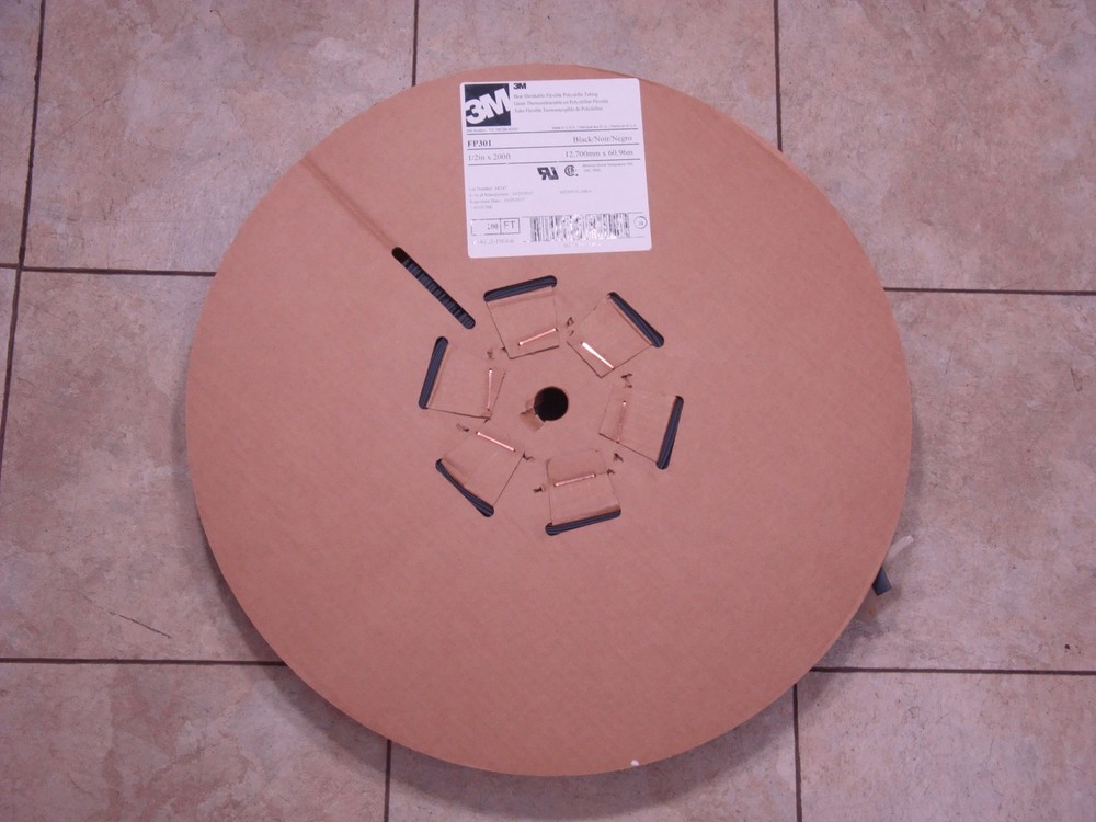 FP-301-1/2-BLACK-200′ 3M FP-301 1/2″ Heat Shrink 200′ Spool Black BL 2:1 NOS