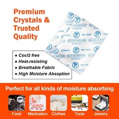 100 Pack Food Grade Silica Gel Desiccants – Moisture Absorbers for Safe Storage