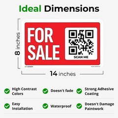 14” x 8” Self-Adhesive Sale Signs – 2-Pack for Real Estate, Business & Vehicle