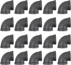 20 Pack 1/2 Inch 90 Degree Black Elbow Threaded Pipe Fittings, Cast Pipe Fitting