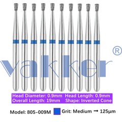 Vakker 10pc Dental Diamond Burs Inverted Cone & Amalgam Buster Handpiece Bur