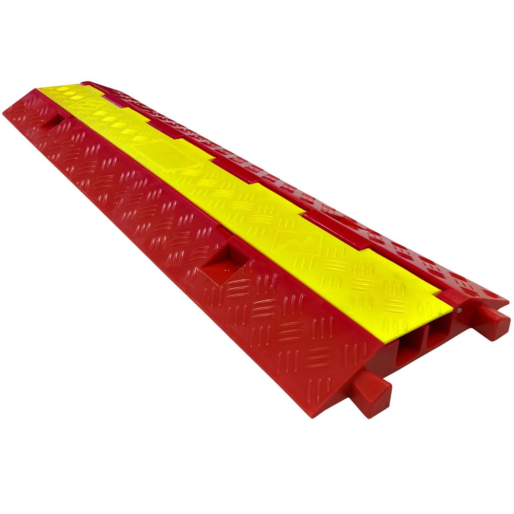 2 Channel Plastic Cable Protector Ramp for up to 1.25″ OD Hose – Yellow/Orange