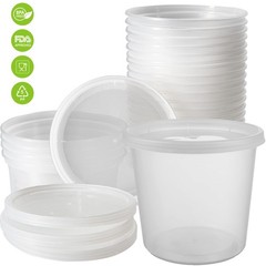 DuraHome Deli Containers with Lids 24oz. Leakproof 30 24 oz. (30 Sets), Clear