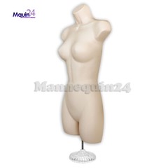 2 Pack Flesh Mannequins Female Torso Dress Form with 1 Stand & 2 Hangers