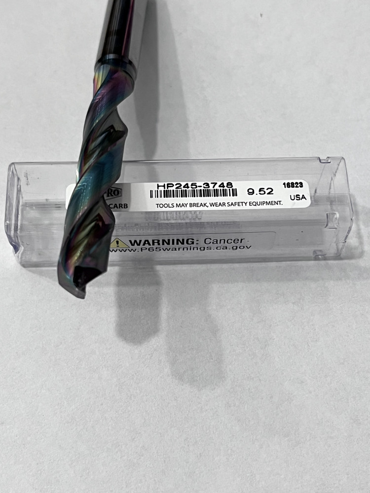 OSG Jobber Drill: 3/8″ Dia, 140 deg Point, Solid Carbide HP245-3748