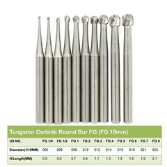 5pcs Prima Wave Dental Carbide Burs High Speed FG 19mm/Surgical FGOS SL 557 25mm