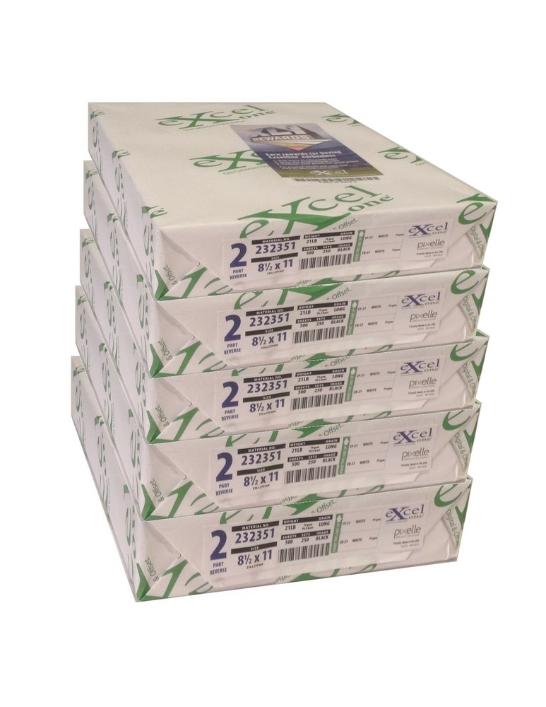 Carbonless 2-Part Reverse Paper by Excel (232351), 8.5″ x 11″ – 5 Reams