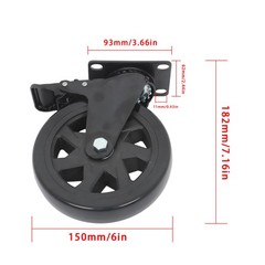 4Pcs Heavy Duty Casters Black 6″ W/ Brake 360° steering With 2× Hardware Kits