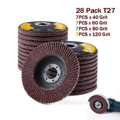 SATC 4.5inch 28PCS Aluminum Oxide Flap Discs P40/60/80/120Grinding Wheel Sanding