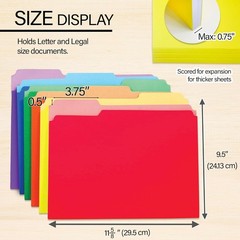 Colorful 1/3 Cut Letter Size File Folders – 6 Pack for Organized Workspaces