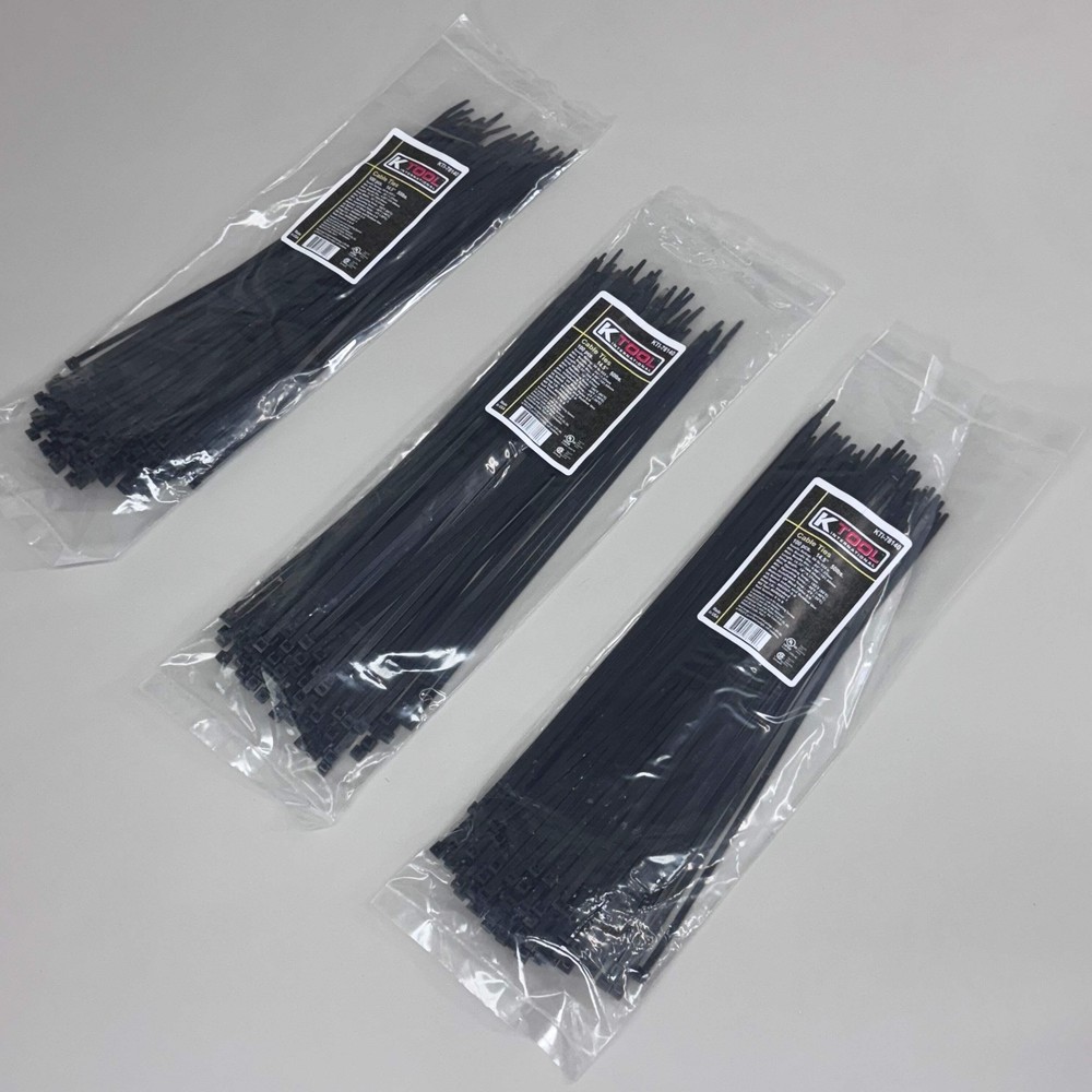KTOOL (300 PACK)Cable Ties 50lbs Tensile Rating 14″L Strap Width 18″ Black Nylon