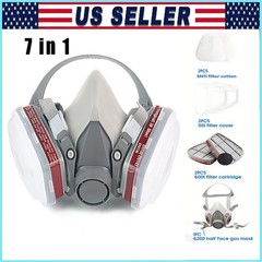 7in1 Half Face Gas Mask 6200 Respirator Safety Protect Painters Respirator