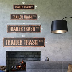 TRAILER TRASH Vintage Street Sign Metal Plastic white park redneck hick mobile