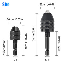 4Pcs 1/4″Hex Shank Keyless Drill Chuck Adapter Bit Quick Change Converter Driver