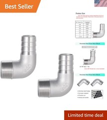 304 Stainless Steel Hose Barb 90 Degree Elbow 3/4″ Hose Barb to 3/4″ NPT Male