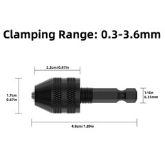4Pcs 1/4-inch hex shank Versatile Conversion Drill chuck for 0.3-6.5 mm/3.6 mm