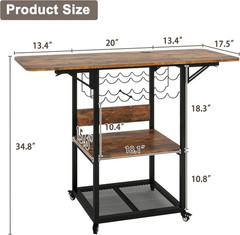 3-Tier Rolling Heat Press Table with Vinyl Holder & Folding Shelf for Crafts