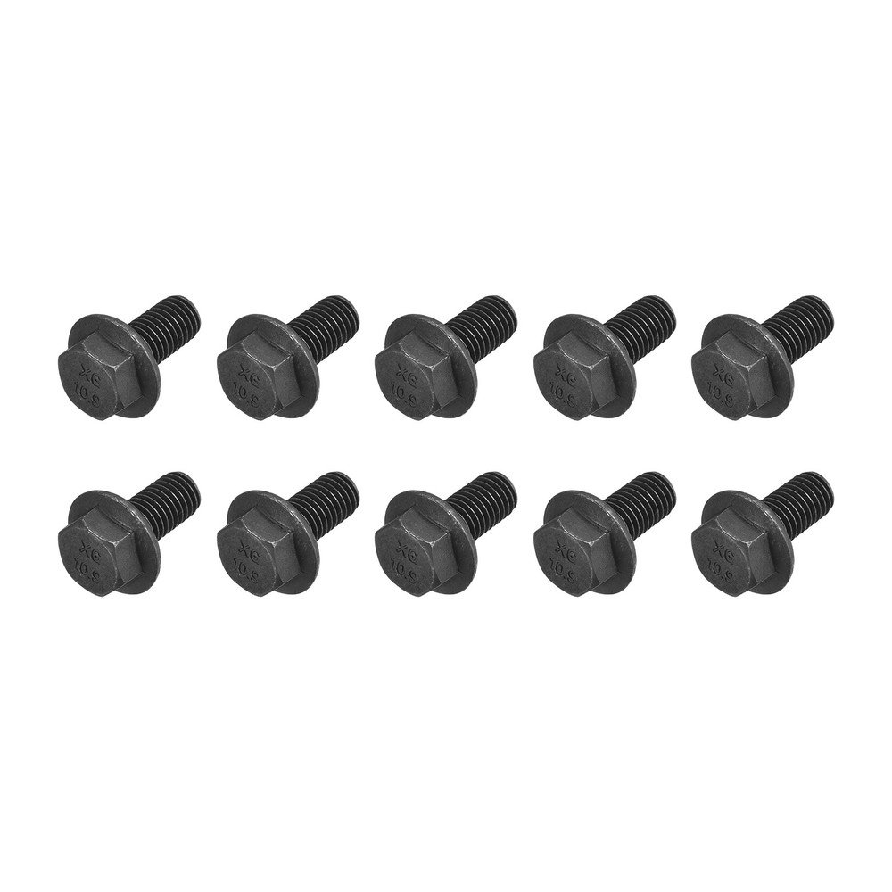 10pcs M10x20mm Flanged Hex Head Bolts Hexagon Serrated Bolt Fully Thread Screw