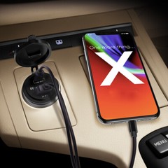 USB Fast Car Charger Type-C QC3.0 Power Supply Socket 12V LED Digital Voltmeter
