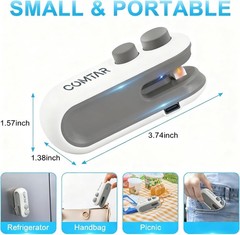 Mini Bag Sealer With Cutter And Magnet, 2 In 1 Rechargeable Vacuum Sealer Bag…