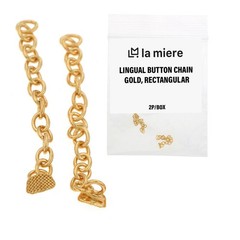 LA MIERE 2PCS Golden Traction Lingual Button Chain Eyelet Rectangular,