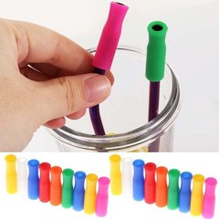 20 Pcs Colorful Silicone Straw Tips, Reusable Teeth 6 Millimeters, Multicolor