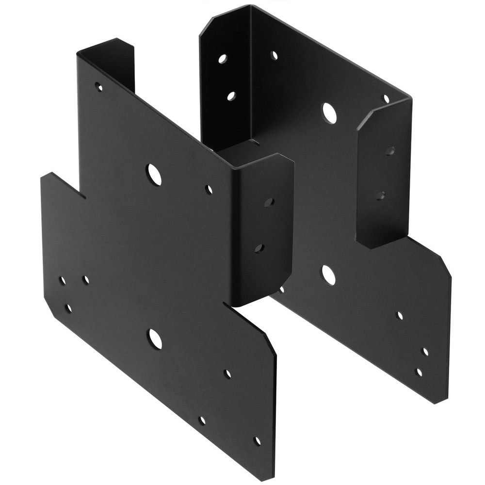 4 Pcs 6×6 Black T Shaped Post and Beam Connector, Pergola Post Bracket | 14 G…