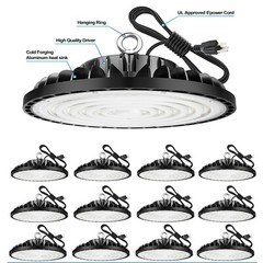 12 Pack 200W UFO Led High Bay Light Factory Warehouse Commercial Light Fixtures