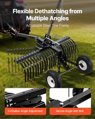 VEVOR 48in Tow Behind Landscape Rake 24 Tines Lawn Dethatcher Height Adjustable