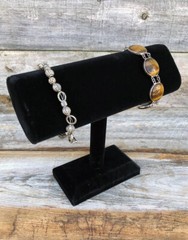 Black Velvet Oval T Bar Jewelry Display Bracelet Holder 7-1/2”L x 6-1/2”H