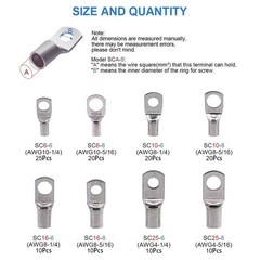 125Pcs Marine Grade Heavy Duty Tinned Copper Wire Lugs Battery Cable Ends Eyelet
