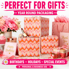 6x6x6 Wavy Daisy Designer Shipping Boxes Pink Floral Corrugated Mailers