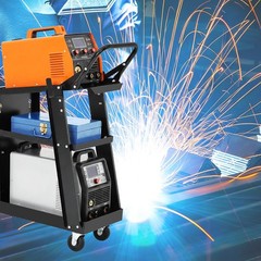 Built-In Gas Tank Holder And Push Handle Equip This Welding Cart, Three Layer Ca