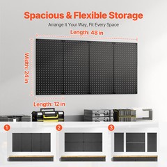 Metal Pegboard Panels 4 Pcs 24″ x 12″ Wall Organizer for Garage Tool Storage