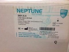Neptune 2601.S.X 1.1ml Tubes, 10 Trays of 96/Pack, 5 Packs/Case, 4800 Pcs NIB!