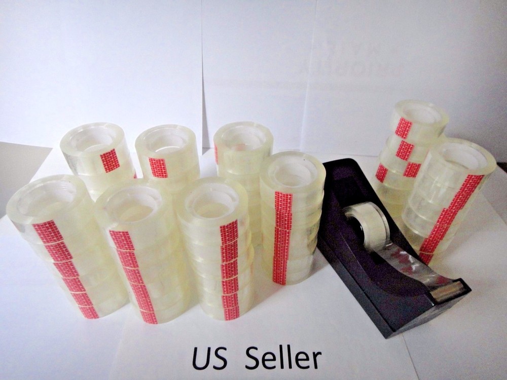 12 Rolls Crystal Clear Transparent Tape Dispenser Refills 3/4″ x 1000″ US Seller