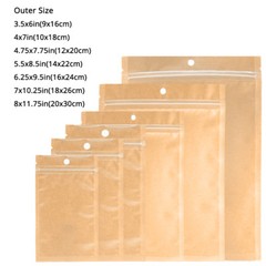Many Sizes Clear Front Kraft Paper Back Mylar Flat Zip Lock Bag w/ Round Hole