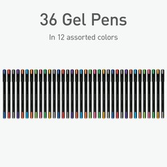 Pentonic Gel Pens, 36 Count, Assorted Colored Ink (12 36