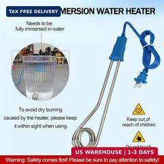 2-Pack Immersion Water Heater, 1500W 110V Portable Submersible Electric Heater f