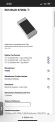 460pcs RC1206JR-072K2L 2.2 kOhms ±5% 0.25W, 1/4W Chip Resistor 1206