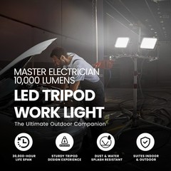 Master Electrician 10,000 Lumens LED Tripod Work Light with 6′ Cord (Open Box)