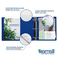 Samsill 0.5 Inch 3 Ring Binder, Economy Round Ring, Clear View 4-Pack, Blue