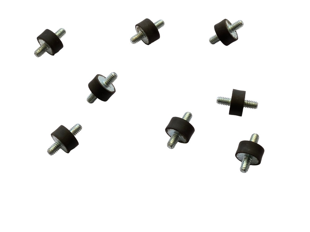 8 Rubber Vibration Isolator Mounts (3/4 Dia x 3/8 Ht) 1/4-20 x 3/8 Length Studs