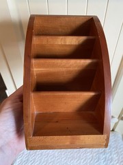 VTG Levenger Wood 3 Slot Desk Organizer Storage Box Office Supplies 1980’s