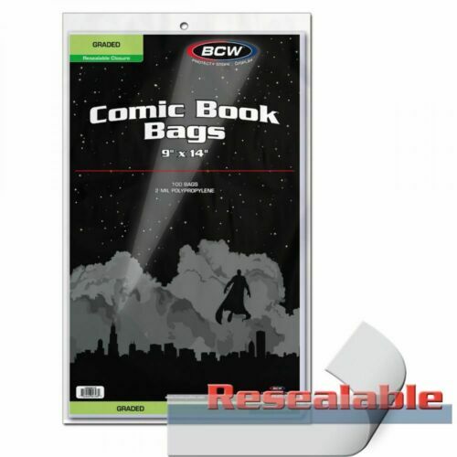 CASE 10 Packs of 100 BCW Resealable Bag for Graded Comics (1-BAG-GC1-R)